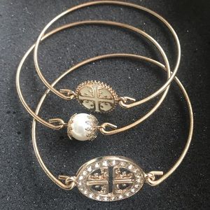 3 piece set gold bangle fashion bracelets